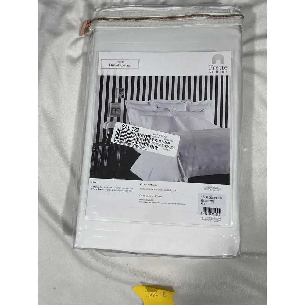 NIB $629 Frette at Home Tiber King Duvet Cover in white [ KING ] #D218‎